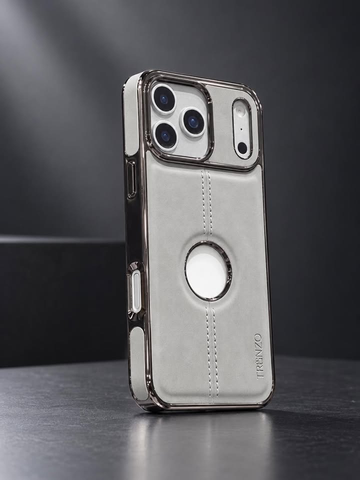 17 Pro Max Chrome Luxe Stitched Case – Silver Grey - Image 3
