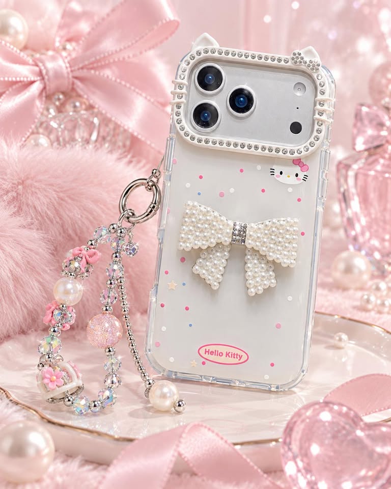 Kitty Pearl Bow Case – Pearl White - Image 2