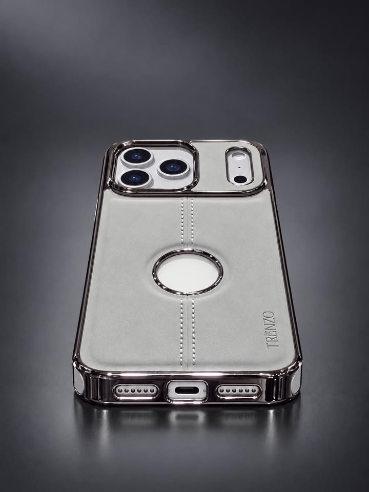 17 Pro Max Chrome Luxe Stitched Case – Silver Grey - Image 4