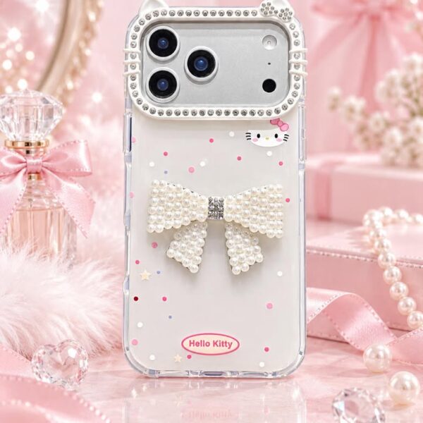 Kitty Pearl Bow Case – Pearl White