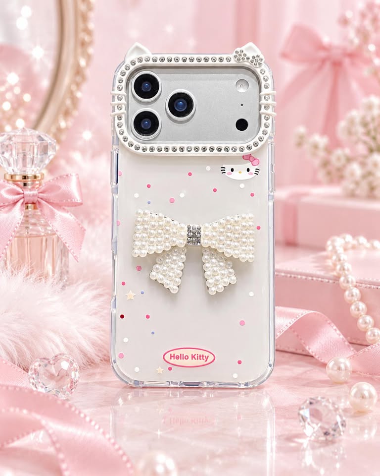 Kitty Pearl Bow Case – Pearl White
