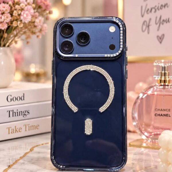17 Pro Max Blue Crystal Halo Clear Case