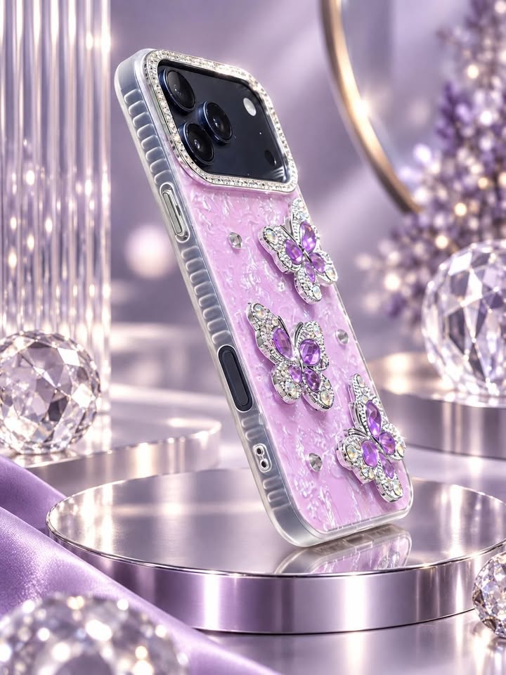 17 Pro Max Butterfly Jewel Case – Lavender Shimmer - Image 4