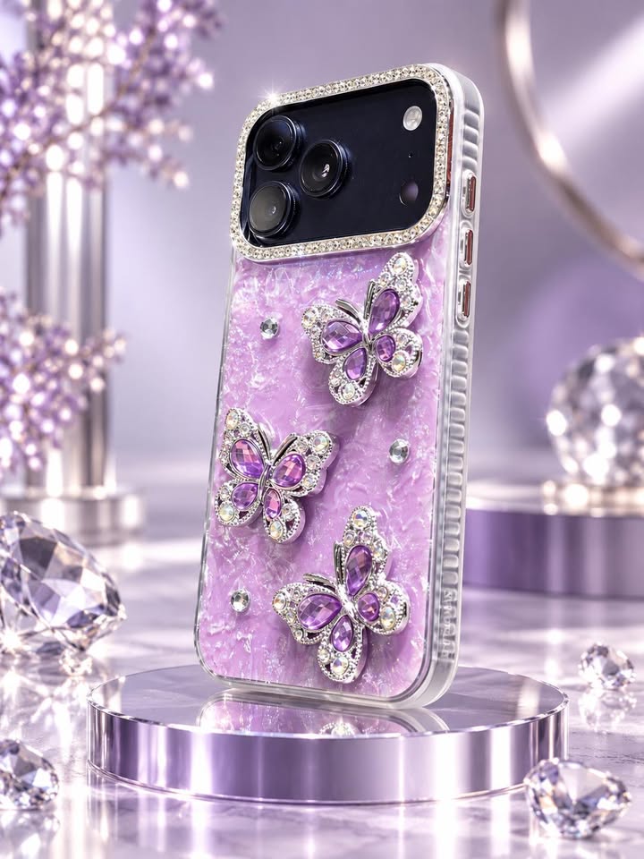 17 Pro Max Butterfly Jewel Case – Lavender Shimmer - Image 3