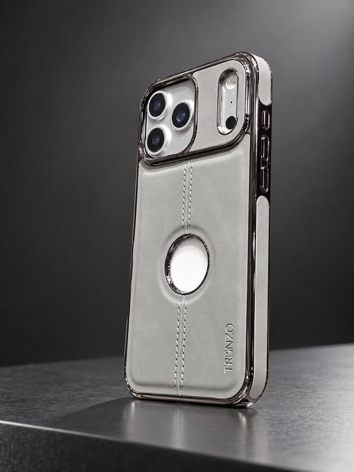 17 Pro Max Chrome Luxe Stitched Case – Silver Grey - Image 2