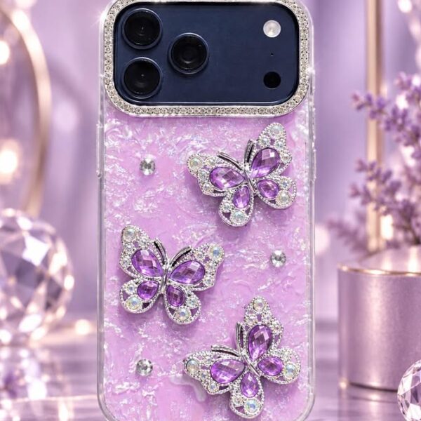 17 Pro Max Butterfly Jewel Case – Lavender Shimmer