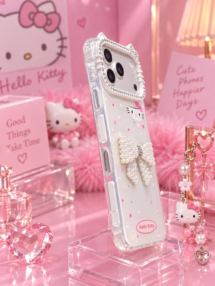 Kitty Pearl Bow Case – Pearl White - Image 4