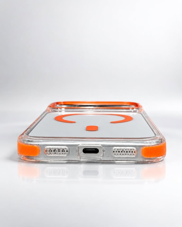 IPhone 17/18 Pro Max Clear Orange Anti-Yellow MagSafe Bumper Case - Image 6