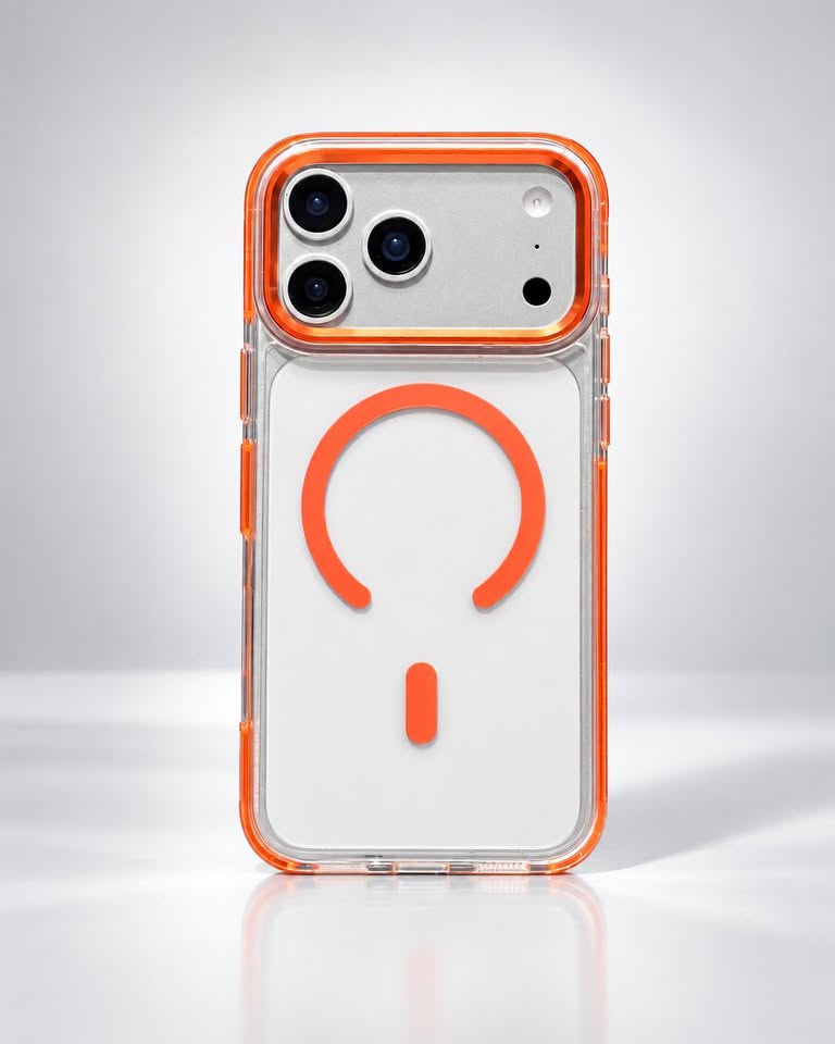 IPhone 17/18 Pro Max Clear Orange Anti-Yellow MagSafe Bumper Case