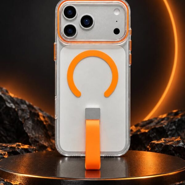 Iphone 17 Pro Max Anti-Yellow MagSafe Loop Case – Clear Orange