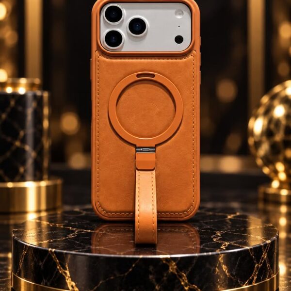 Premium Leather-Look Case with Ring Stand & Carry Loop