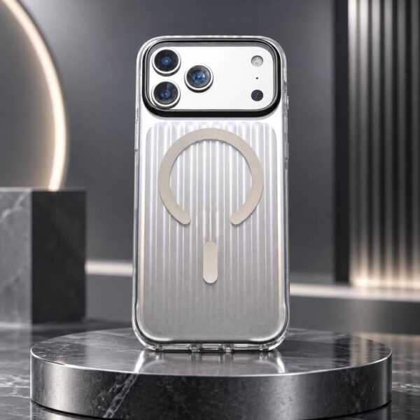 Iphone 17/18 Pro Max Smoky Silver Ribbed Bumper Case