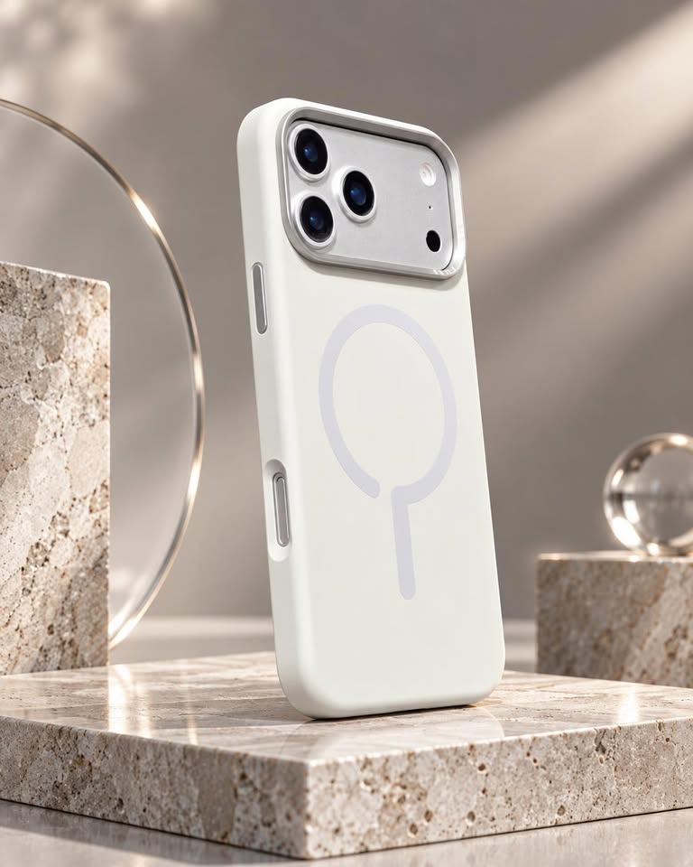 Iphone 17/18 Pro MaxPremium Silicone MagSafe Case – Ivory White - Image 3