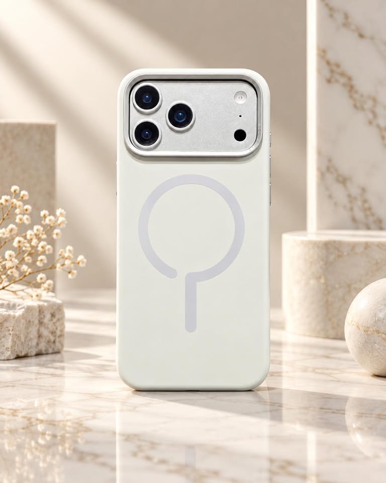 Iphone 17/18 Pro MaxPremium Silicone MagSafe Case – Ivory White